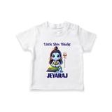 Little Shiv Bhakt Kids T-Shirt – Personalized Devotional Wear - WHITE - 0-5 Months Old (Chest 17")