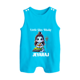 Little Shiv Bhakt Kids Romper Suit – Personalized Devotional Wear - SKY BLUE - 0 - 5 Months Old (Chest 18")