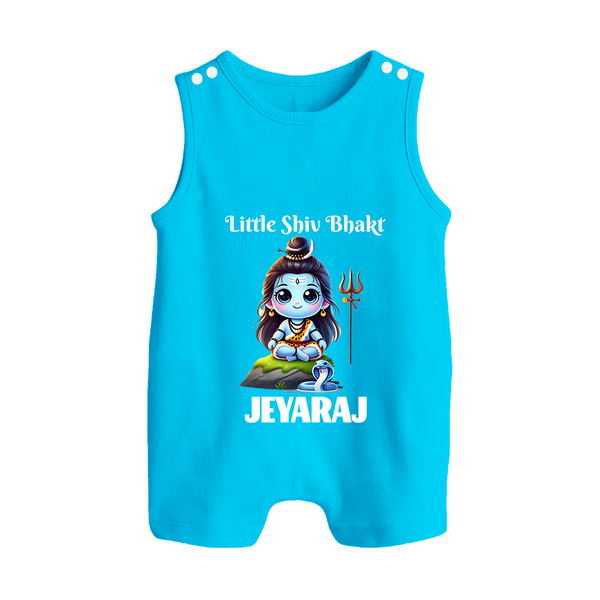 Little Shiv Bhakt Kids Romper Suit – Personalized Devotional Wear - SKY BLUE - 0 - 5 Months Old (Chest 18")