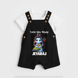 Little Shiv Bhakt Kids Dungaree – Personalized Devotional Wear - BLACK - 0 - 5 Months Old (Chest 18")