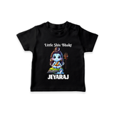 Little Shiv Bhakt Kids T-Shirt – Personalized Devotional Wear - BLACK - 0-5 Months Old (Chest 17")