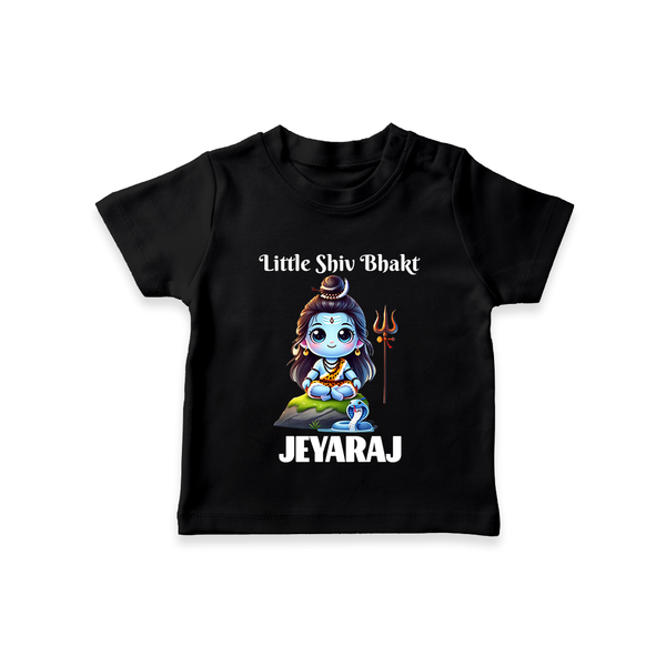 Little Shiv Bhakt Kids T-Shirt – Personalized Devotional Wear - BLACK - 0-5 Months Old (Chest 17")