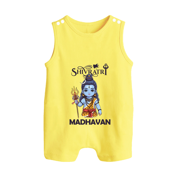 Maha Shivratri Kids Romper Suit – Shiva Festival Special - PASTEL YELLOW - 0 - 5 Months Old (Chest 18")
