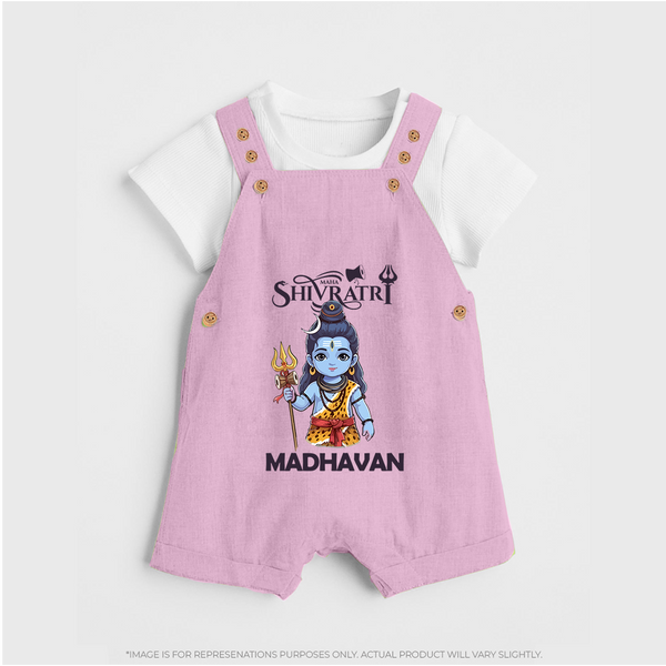 Maha Shivratri Kids Dungaree – Shiva Festival Special - BABY PINK - 0 - 5 Months Old (Chest 18")