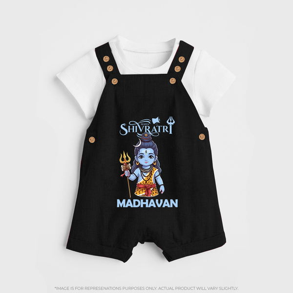 Maha Shivratri Kids Dungaree – Shiva Festival Special - BLACK - 0 - 5 Months Old (Chest 18")