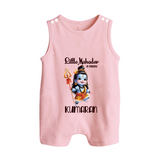 Little Mahadev in Training Kids Romper Suit – Personalized Shiva Theme - BABY PINK - 0 - 5 Months Old (Chest 18")