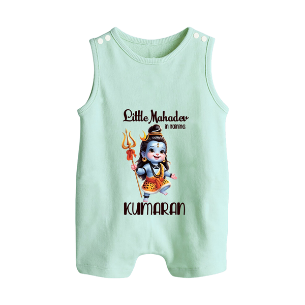 Little Mahadev in Training Kids Romper Suit – Personalized Shiva Theme - MINT GREEN - 0 - 5 Months Old (Chest 18")
