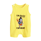 Little Mahadev in Training Kids Romper Suit – Personalized Shiva Theme - PASTEL YELLOW - 0 - 5 Months Old (Chest 18")