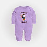 Little Mahadev in Training Kids Fullbody Suit – Personalized Shiva Theme - LILAC - New Born (Chest 7.5")