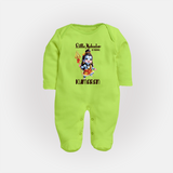 Little Mahadev in Training Kids Fullbody Suit – Personalized Shiva Theme - LIME GREEN - New Born (Chest 7.5")