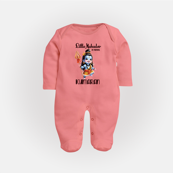 Little Mahadev in Training Kids Fullbody Suit – Personalized Shiva Theme - PEACH - New Born (Chest 7.5")