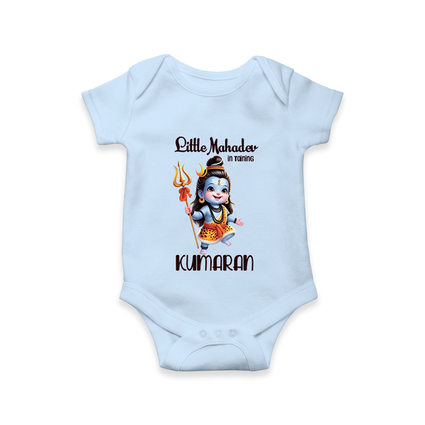 Little Mahadev in Training Kids Romper – Personalized Shiva Theme - BABY BLUE - New Born (Chest 14")