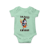 Little Mahadev in Training Kids Romper – Personalized Shiva Theme - MINT GREEN - New Born (Chest 14")