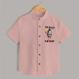 Little Mahadev in Training Kids Shirt – Personalized Shiva Theme - PEACH - 0 - 6 Months Old (Chest 23")