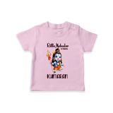 Little Mahadev in Training Kids T-Shirt – Personalized Shiva Theme - BABY PINK - 0-5 Months Old (Chest 17")