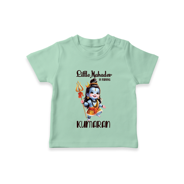 Little Mahadev in Training Kids T-Shirt – Personalized Shiva Theme - MINT GREEN - 0-5 Months Old (Chest 17")
