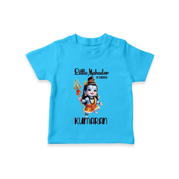 Little Mahadev in Training Kids T-Shirt – Personalized Shiva Theme - SKY BLUE - 0-5 Months Old (Chest 17")
