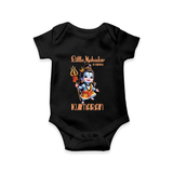 Little Mahadev in Training Kids Romper – Personalized Shiva Theme - BLACK - New Born (Chest 14")