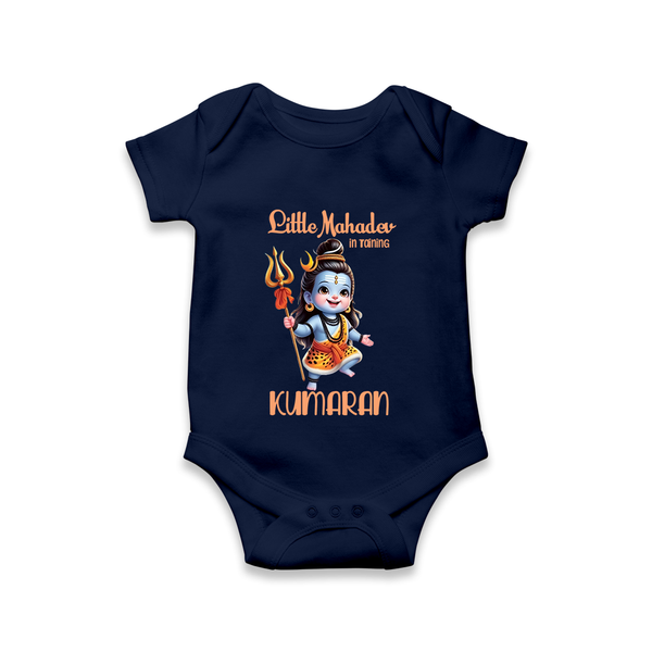 Little Mahadev in Training Kids Romper – Personalized Shiva Theme - NAVY BLUE - New Born (Chest 14")