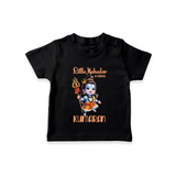 Little Mahadev in Training Kids T-Shirt – Personalized Shiva Theme - BLACK - 0-5 Months Old (Chest 17")