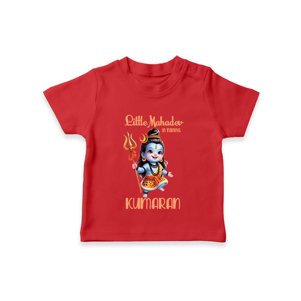 Little Mahadev in Training Kids T-Shirt – Personalized Shiva Theme - RED - 0-5 Months Old (Chest 17")
