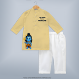 Tiny Trishul Warrior Kids kurta Shiva Theme Wear - PASTEL YELLOW - 3 - 6 Months Old (Chest 24", Kurta Length 14'', Waist 19", Pant Length 14")