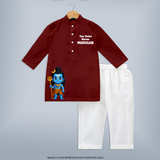 Tiny Trishul Warrior Kids kurta Shiva Theme Wear - MAROON - 3 - 6 Months Old (Chest 24", Kurta Length 14'', Waist 19", Pant Length 14")