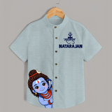 Maha Shivratri Kids Shirt – Name Customized Devotional Wear - ARCTIC BLUE - 0 - 6 Months Old (Chest 23")