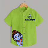 Maha Shivratri Kids Shirt – Name Customized Devotional Wear - LIME GREEN - 0 - 6 Months Old (Chest 23")