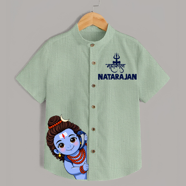 Maha Shivratri Kids Shirt – Name Customized Devotional Wear - MINT GREEN - 0 - 6 Months Old (Chest 23")