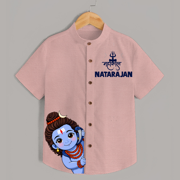 Maha Shivratri Kids Shirt – Name Customized Devotional Wear - PEACH - 0 - 6 Months Old (Chest 23")