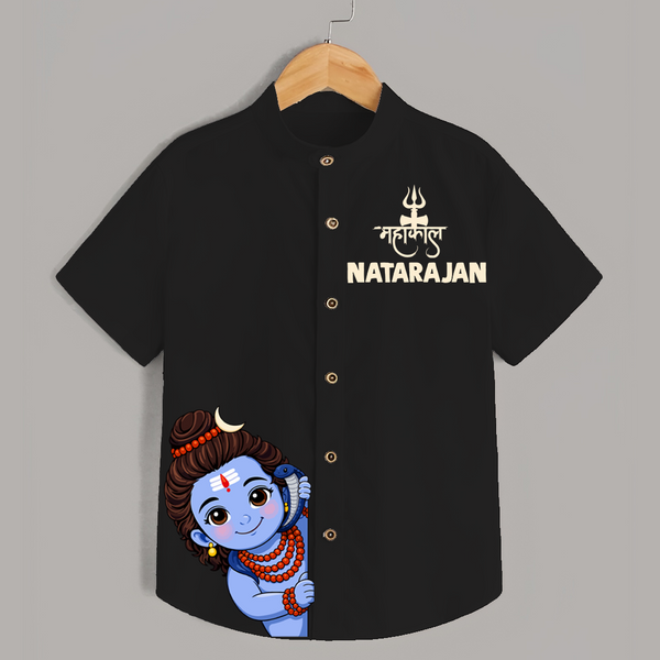 Maha Shivratri Kids Shirt – Name Customized Devotional Wear - BLACK - 0 - 6 Months Old (Chest 23")
