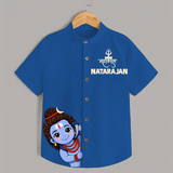 Maha Shivratri Kids Shirt – Name Customized Devotional Wear - COBALT BLUE - 0 - 6 Months Old (Chest 23")