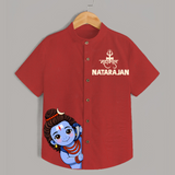 Maha Shivratri Kids Shirt – Name Customized Devotional Wear - RED - 0 - 6 Months Old (Chest 23")