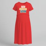 "Baby Arriving Soon"- Comfort Fit Maternity Maxi Dress With Prints - RED - Extra Small (Chest 32")