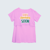 "Baby Arriving Soon"- Comfort Fit Maternity T-shirt With Prints - LIGHT PINK - XS XS(Chest 32")