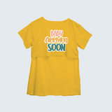 "Baby Arriving Soon"- Comfort Fit Maternity T-shirt With Prints - YELLOW - XS XS(Chest 32")