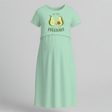 "We Are Pregnant "- Comfort Fit Maternity Maxi Dress With Prints - MINT GREEN - Extra Small (Chest 32")