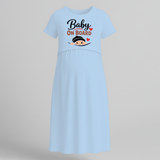 Baby On Board Printed Feeding Maternity Maxi Dress - BABY BLUE - Extra Small (Chest 32")