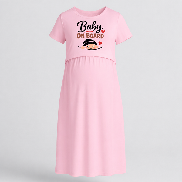 Baby On Board Printed Feeding Maternity Maxi Dress