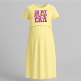 In My Pregnant Era Printed Maternity Maxi Dress - PASTEL YELLOW - Extra Small (Chest 32")