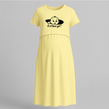 Is It Time Yet? Cute Pregnancy Feeding Maxi Dress - PASTEL YELLOW - Extra Small (Chest 32")