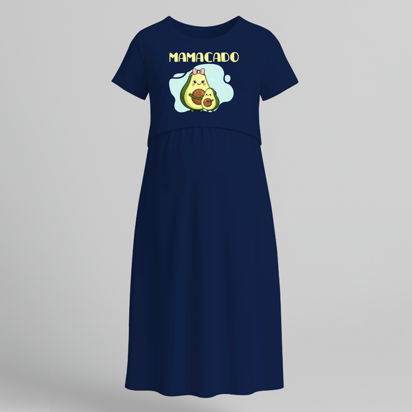 Mamacado Cute Printed Pregnancy Maxi Dress - NAVY BLUE - Extra Small (Chest 32")