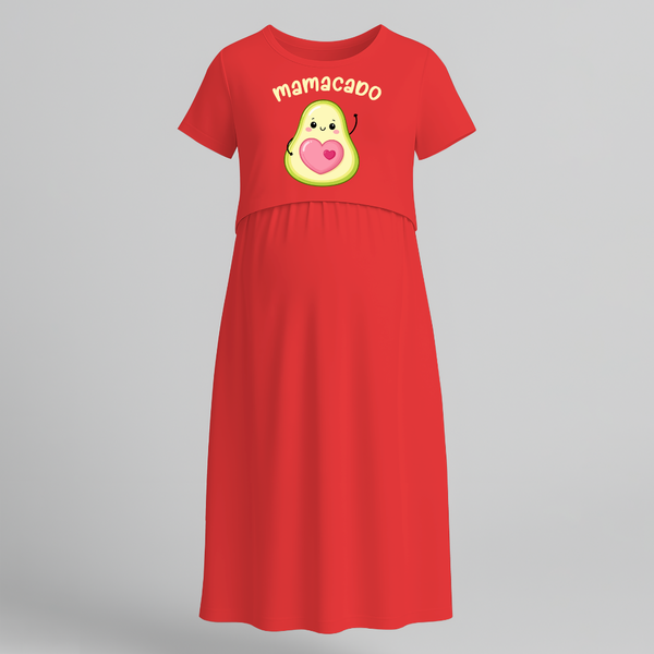 Mamacado Avocado Theme Feeding Maternity Maxi - RED - Extra Small (Chest 32")
