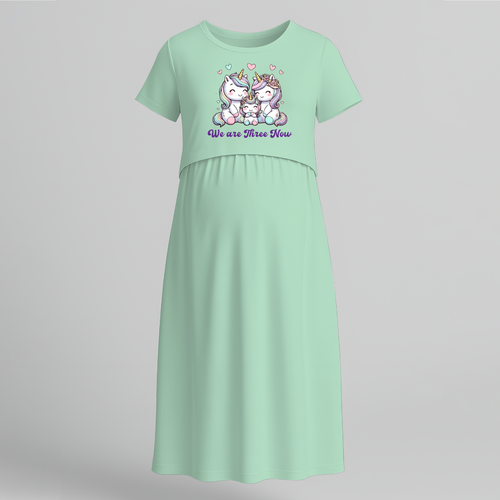 We Are Three Now Penguin Family Maternity Dress