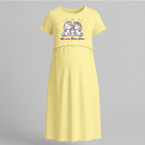 We Are Three Now Penguin Family Maternity Dress - PASTEL YELLOW - Extra Small (Chest 32")
