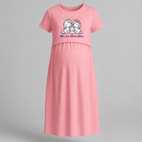 We Are Three Now Penguin Family Maternity Dress - PEACH - Extra Small (Chest 32")