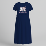 We Are Three Now Penguin Family Maternity Dress - NAVY BLUE - Extra Small (Chest 32")