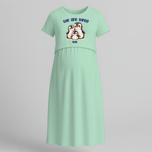 We Are Three Now Unicorn Printed Maternity Maxi - MINT GREEN - Extra Small (Chest 32")