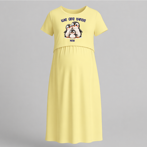 We Are Three Now Unicorn Printed Maternity Maxi